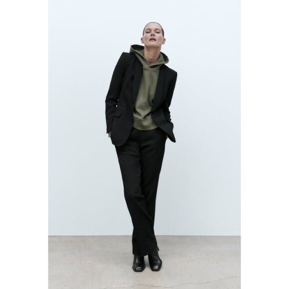 Dark Fuchsia Hooded Rib Trim Sweatshirt - Picture 3 of 3